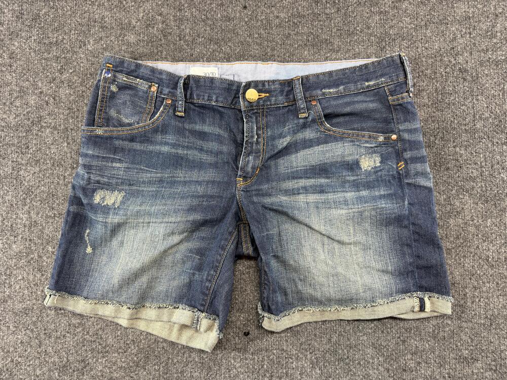 Gap 1969 Shorts Womens 10 Blue Distressed Denim Cutoff Raw Hem Stretch Casual